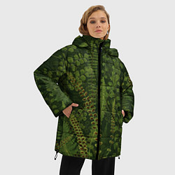 Куртка зимняя женская Цветы Зеленые Папоротники, цвет: 3D-светло-серый — фото 2