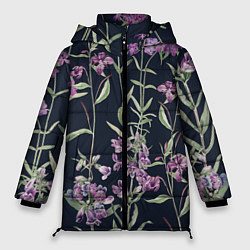 Куртка зимняя женская Цветы Фиолетовые, цвет: 3D-красный