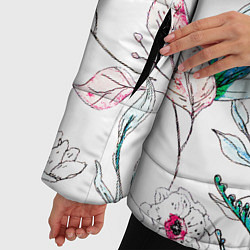 Куртка зимняя женская Цветы Нарисованные, цвет: 3D-светло-серый — фото 2