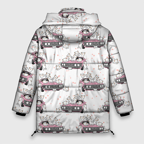 Женская зимняя куртка Коты на автомобиле Паттерн / 3D-Красный – фото 2
