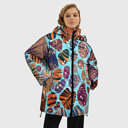 Куртка зимняя женская Разноцветные камушки, цветной песок, пальмовые лис, цвет: 3D-светло-серый — фото 2