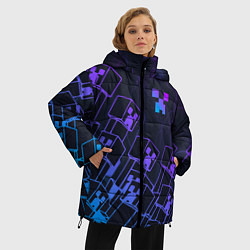 Куртка зимняя женская Minecraft CREEPER NEON, цвет: 3D-красный — фото 2