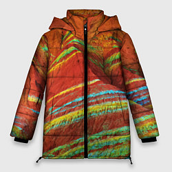 Куртка зимняя женская Знаменитые разноцветные горы Китай, цвет: 3D-красный