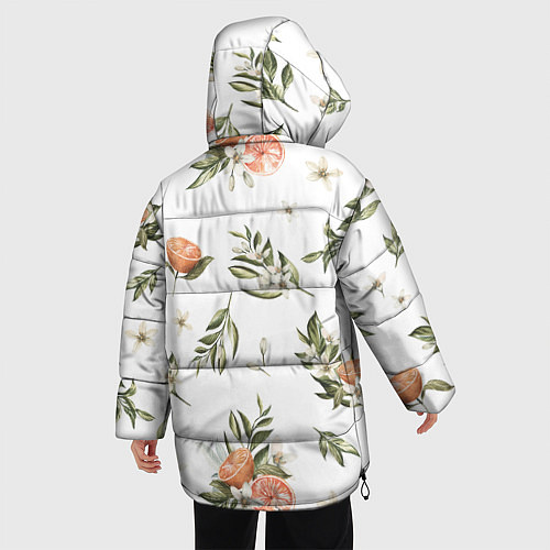 Женская зимняя куртка Цветы Цитрусовых Мандарин / 3D-Черный – фото 4