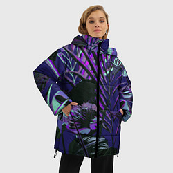 Куртка зимняя женская Цветы Тропики Ночью, цвет: 3D-красный — фото 2