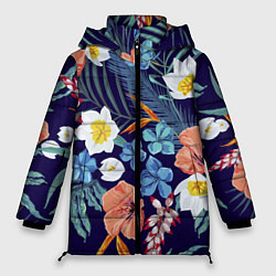 Женская зимняя куртка Цветы Экзотические