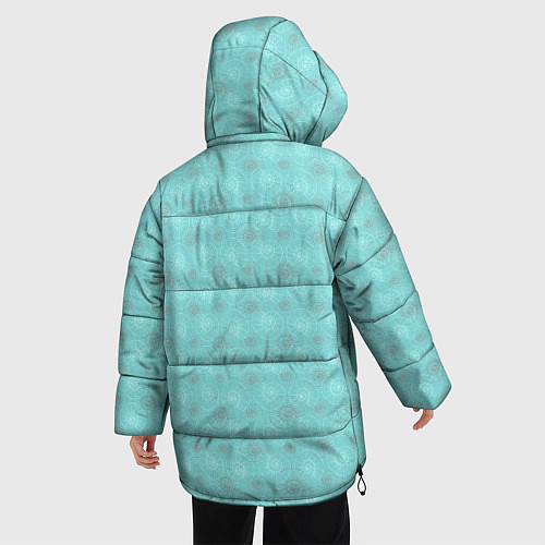 Женская зимняя куртка Морские раковины наутилус на бирюзовом фоне / 3D-Черный – фото 4