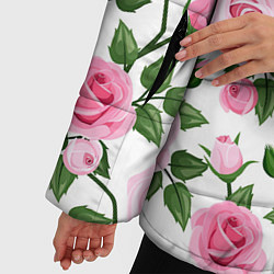Куртка зимняя женская Распустившиеся розы, цвет: 3D-светло-серый — фото 2