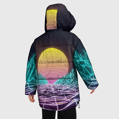 Женская зимняя куртка Vaporwave Закат солнца в горах Neon / 3D-Светло-серый – фото 4