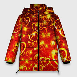 Куртка зимняя женская СВЕТЯЩИЕСЯ СЕРДЕЧКИ, цвет: 3D-красный