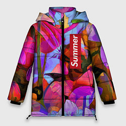 Женская зимняя куртка Красочный летний цветочный паттерн Summer color pa