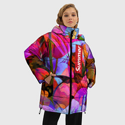 Куртка зимняя женская Красочный летний цветочный паттерн Summer color pa, цвет: 3D-светло-серый — фото 2