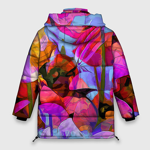 Женская зимняя куртка Красочный летний цветочный паттерн Summer color pa / 3D-Красный – фото 2