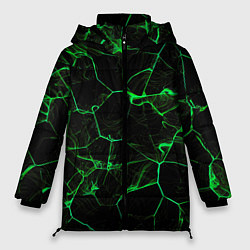 Женская зимняя куртка Абстракция - Черно-зеленый фон - дым