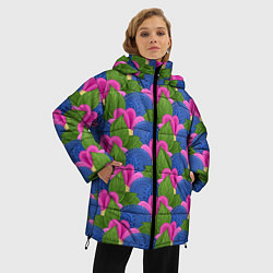 Куртка зимняя женская Абстрактные цветы паттерн, цвет: 3D-красный — фото 2