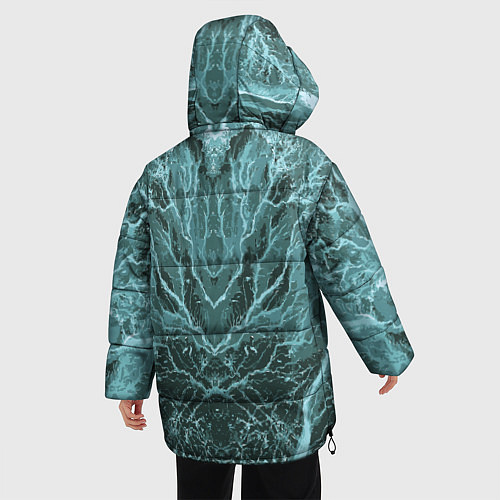 Женская зимняя куртка Абстрактная геометрическая графика ,цвет морской в / 3D-Черный – фото 4