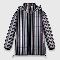 Куртка зимняя женская Розово-серый полосатый принт, цвет: 3D-светло-серый