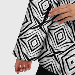 Куртка зимняя женская Черно-белый абстрактный узор ромбы, цвет: 3D-светло-серый — фото 2