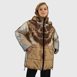 Куртка зимняя женская Абстрактный, графический узор коричневого цвета, цвет: 3D-светло-серый — фото 2