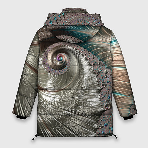 Женская зимняя куртка Fractal pattern Spiral Серебристый фрактал спираль / 3D-Красный – фото 2