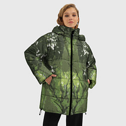 Куртка зимняя женская Абстрактный,графический рисунок зеленого цвета, цвет: 3D-светло-серый — фото 2