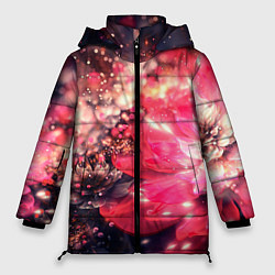 Женская зимняя куртка Нежные цветы и блестки