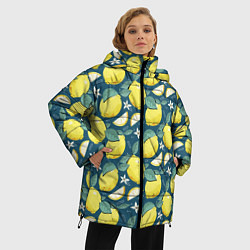 Куртка зимняя женская Cute lemon pattern, цвет: 3D-светло-серый — фото 2