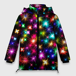 Куртка зимняя женская ЦВЕТНЫЕ ЗВЕЗДЫ COLORED STARS, цвет: 3D-светло-серый