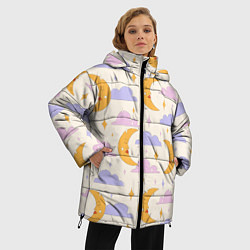 Куртка зимняя женская ЗВЕЗДЫ И ЛУНА В СТИЛЕ 70х, цвет: 3D-светло-серый — фото 2