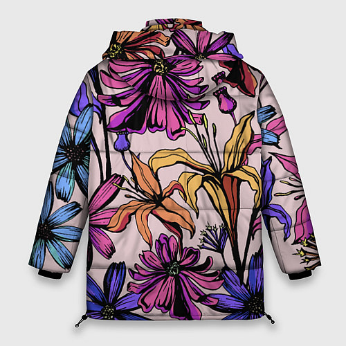 Женская зимняя куртка Цветы Разноцветные / 3D-Красный – фото 2
