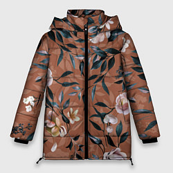 Куртка зимняя женская Цветы Сад Кирпичного Цвета, цвет: 3D-светло-серый