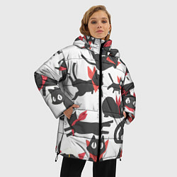 Куртка зимняя женская Котики - арт, цвет: 3D-красный — фото 2