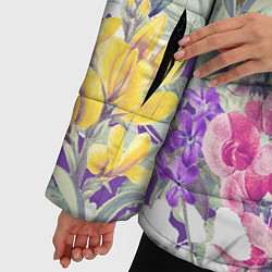 Куртка зимняя женская Цветы Красочный Луговой Узор, цвет: 3D-красный — фото 2