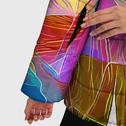 Куртка зимняя женская Красочный цветочный паттерн Лето Colorful floral p, цвет: 3D-светло-серый — фото 2
