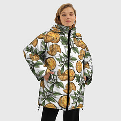 Куртка зимняя женская Узор из тропических апельсинов, цвет: 3D-светло-серый — фото 2