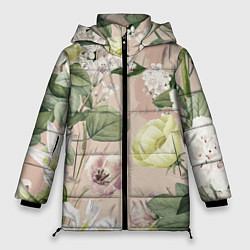 Куртка зимняя женская Цветы Свадебный Букет, цвет: 3D-светло-серый