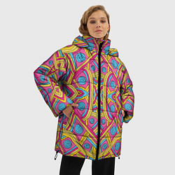 Куртка зимняя женская Разноцветный и яркий узор в дудл стиле, цвет: 3D-светло-серый — фото 2