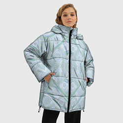 Куртка зимняя женская Абстрактный узор калейдоскоп, пастельные приглушен, цвет: 3D-черный — фото 2