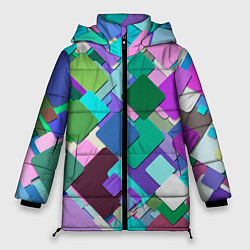 Куртка зимняя женская MULTICOLORED SQUARES, цвет: 3D-черный