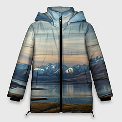 Куртка зимняя женская Горы озеро природа, цвет: 3D-черный
