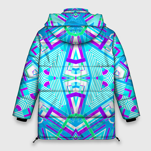 Женская зимняя куртка Геометрический орнамент в голубых тонах / 3D-Красный – фото 2
