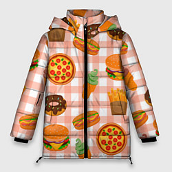 Женская зимняя куртка PIZZA DONUT BURGER FRIES ICE CREAM pattern