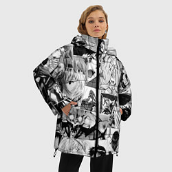 Куртка зимняя женская Евангелион паттерн, цвет: 3D-черный — фото 2