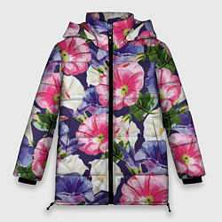 Куртка зимняя женская Цветы Петунии, цвет: 3D-светло-серый