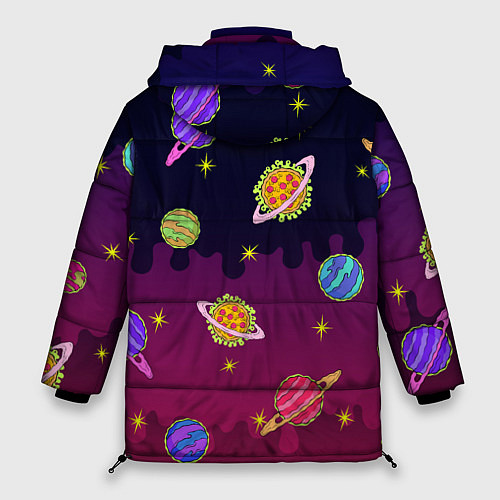 Женская зимняя куртка Pizza in Space / 3D-Красный – фото 2