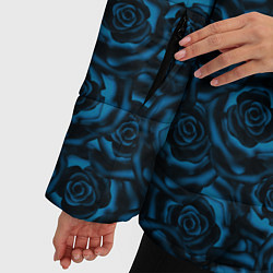 Куртка зимняя женская Синие розы-цветочный узор, цвет: 3D-светло-серый — фото 2