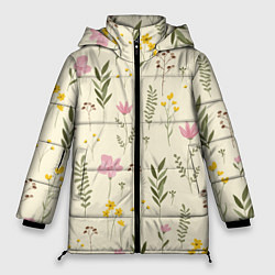 Куртка зимняя женская Цветы Нарисованные Дикие, цвет: 3D-светло-серый