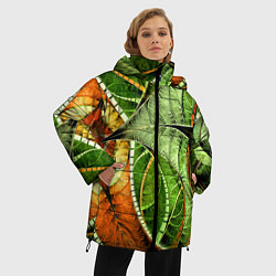 Куртка зимняя женская Растительный абстрактный фрактальный паттерн Veget, цвет: 3D-красный — фото 2