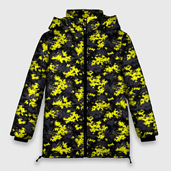 Женская зимняя куртка Камуфляж Пиксельный Чёрно-Жёлтый