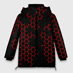 Женская зимняя куртка НАНОКОСТЮМ Black and Red Hexagon Гексагоны